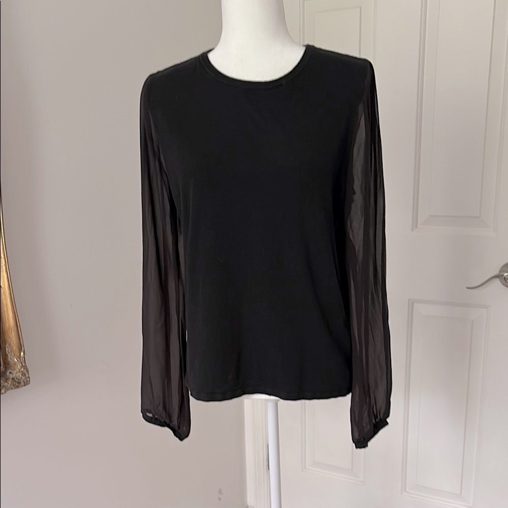 LOFT Black Long Sleeve Relaxed Blouse